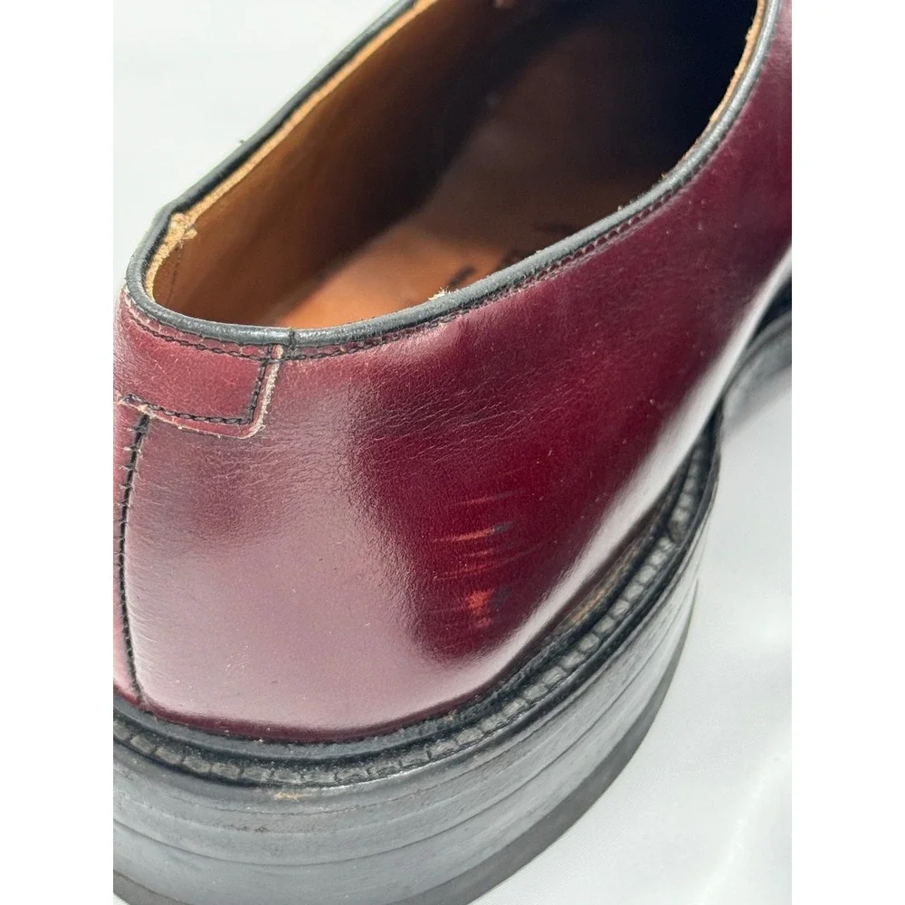 Allen Edmonds‎ Leeds Burgundy Leather Plain Toe Blucher Derby Mens 9.5 B 9548